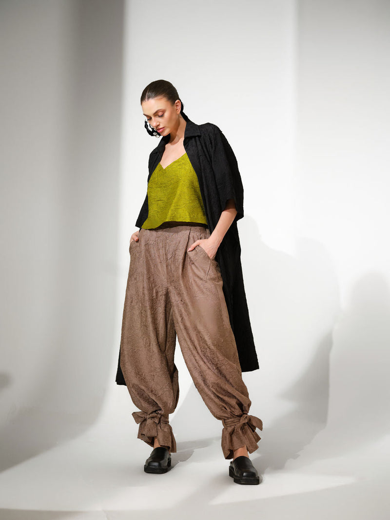 Eclipse Top-Lime crushed silk top/shirt by Stoique in lime for women in Singapore