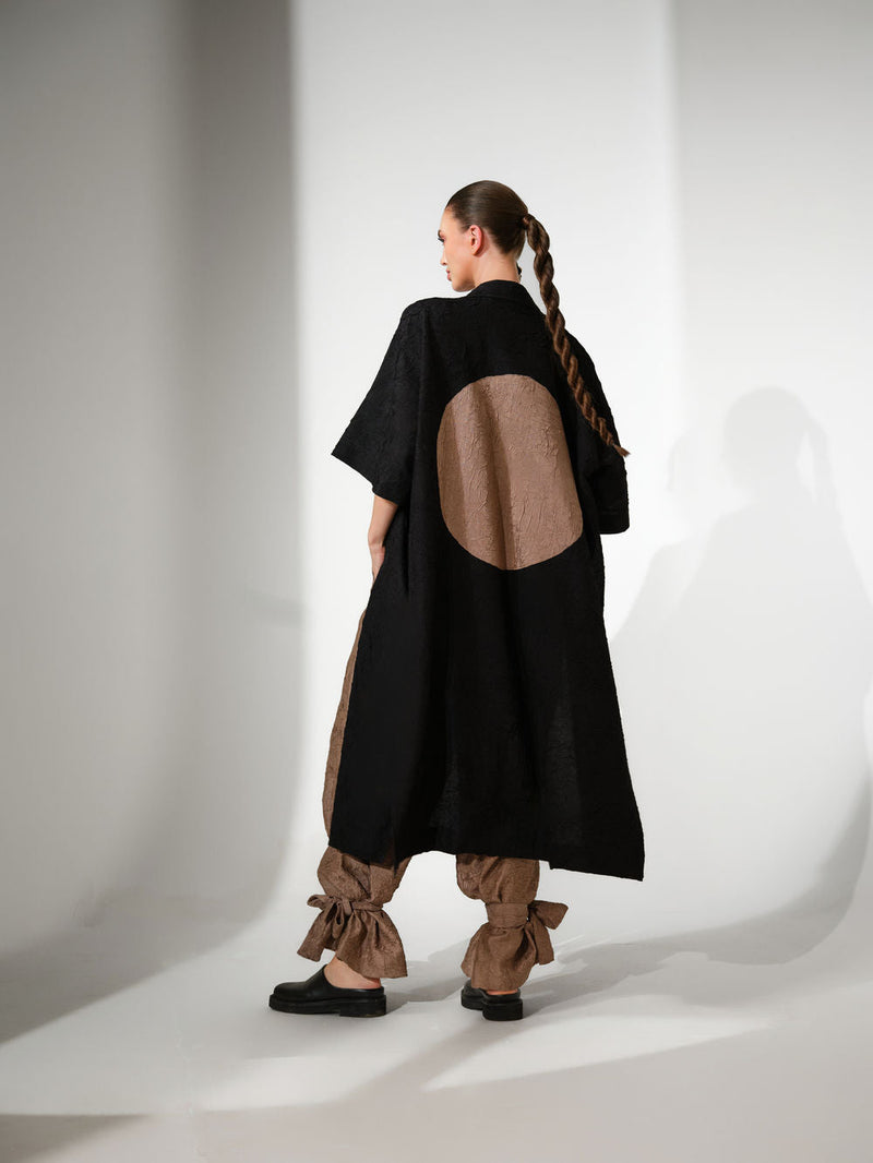 Grain Overlay-Black + Grey crushed silk jacket/overlay by Stoique in black, grey for women in Singapore