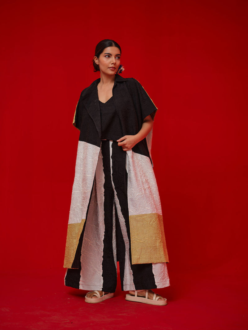 Awaken Tunic-Black + Ivory + Yellow crushed silk tunics/kaftan by Stoique in black, ivory, yellow for women in Singapore