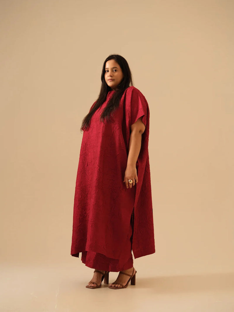 Brook Tunic-(Rev/Br/Tu/Re) crushed silk kaftans and tunics by Stoique in blue for women in Singapore