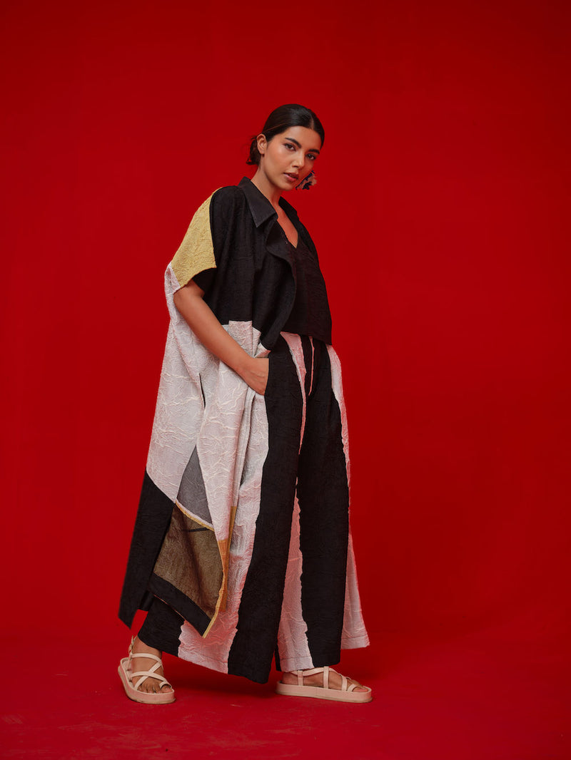 Awaken Tunic-Black + Ivory + Yellow crushed silk tunics/kaftan by Stoique in black, ivory, yellow for women in Singapore