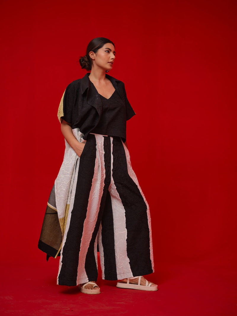 Awaken Tunic-Black + Ivory + Yellow crushed silk tunics/kaftan by Stoique in black, ivory, yellow for women in Singapore