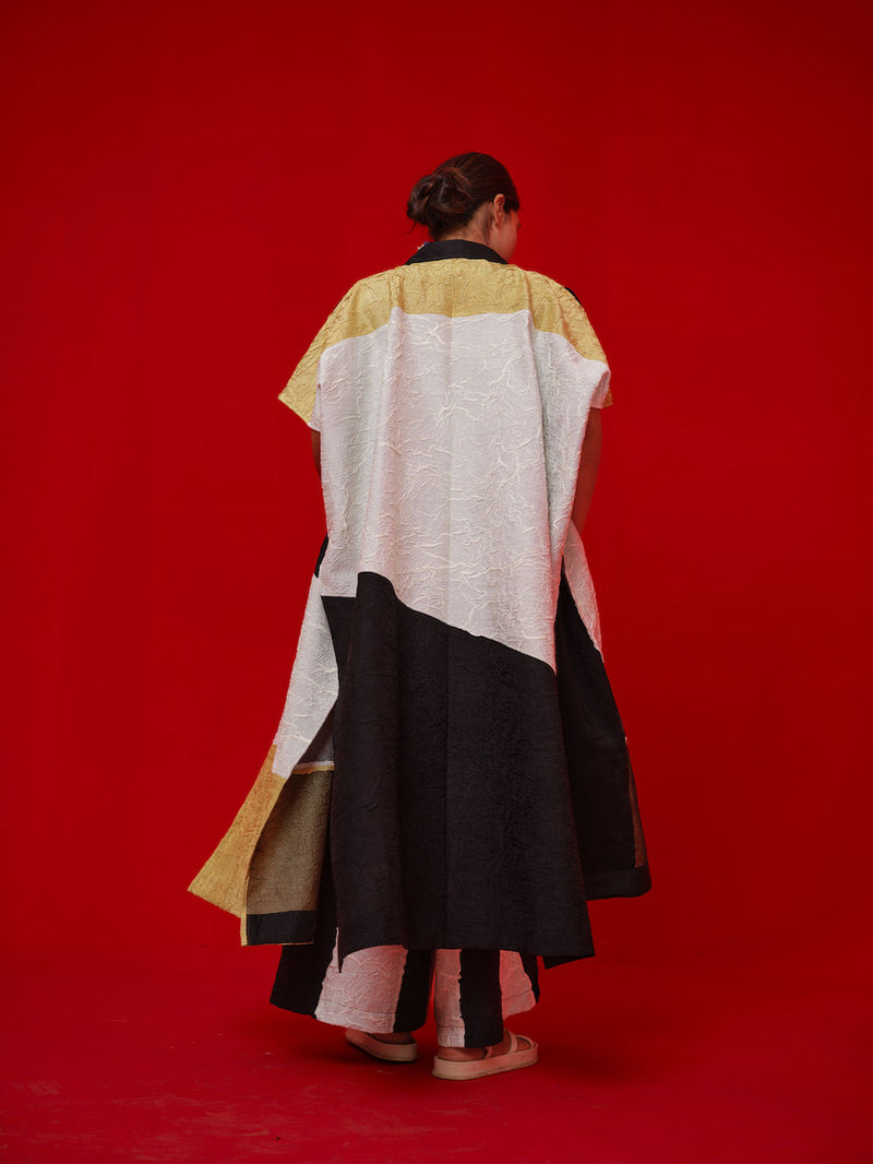Awaken Tunic-Black + Ivory + Yellow crushed silk tunics/kaftan by Stoique in black, ivory, yellow for women in Singapore