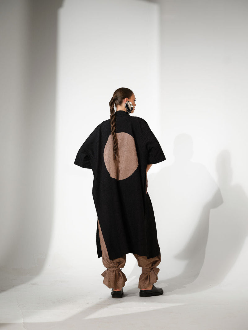 Grain Overlay-Black + Grey crushed silk jacket/overlay by Stoique in black, grey for women in Singapore
