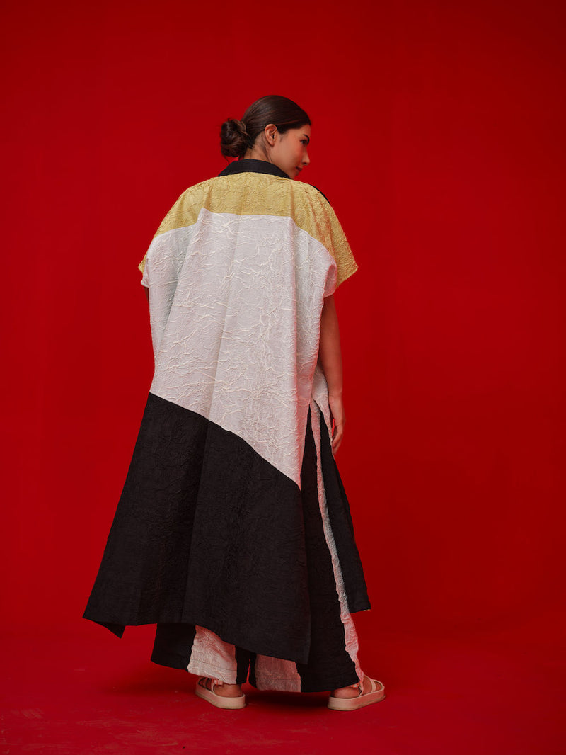 Awaken Tunic-Black + Ivory + Yellow crushed silk tunics/kaftan by Stoique in black, ivory, yellow for women in Singapore