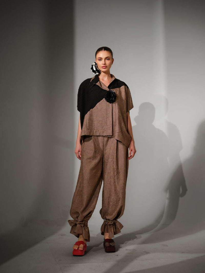 Emerge Overlay-Grey + Black crushed silk jacket/overlay by Stoique in grey, black for women in Singapore
