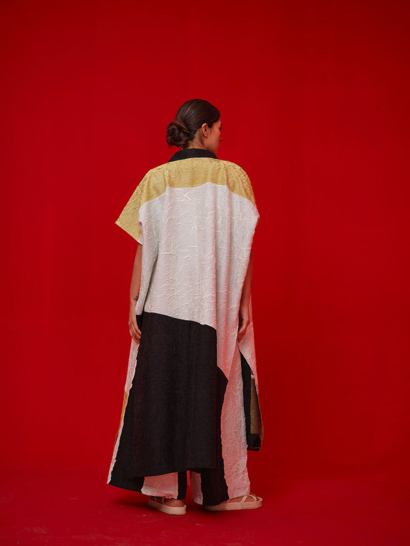 Awaken Tunic-Black + Ivory + Yellow crushed silk tunics/kaftan by Stoique in black, ivory, yellow for women in Singapore