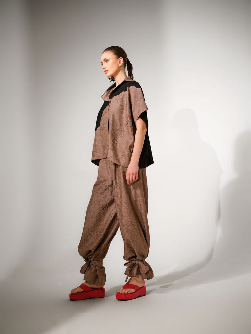 Emerge Overlay-Grey + Black crushed silk jacket/overlay by Stoique in grey, black for women in Singapore