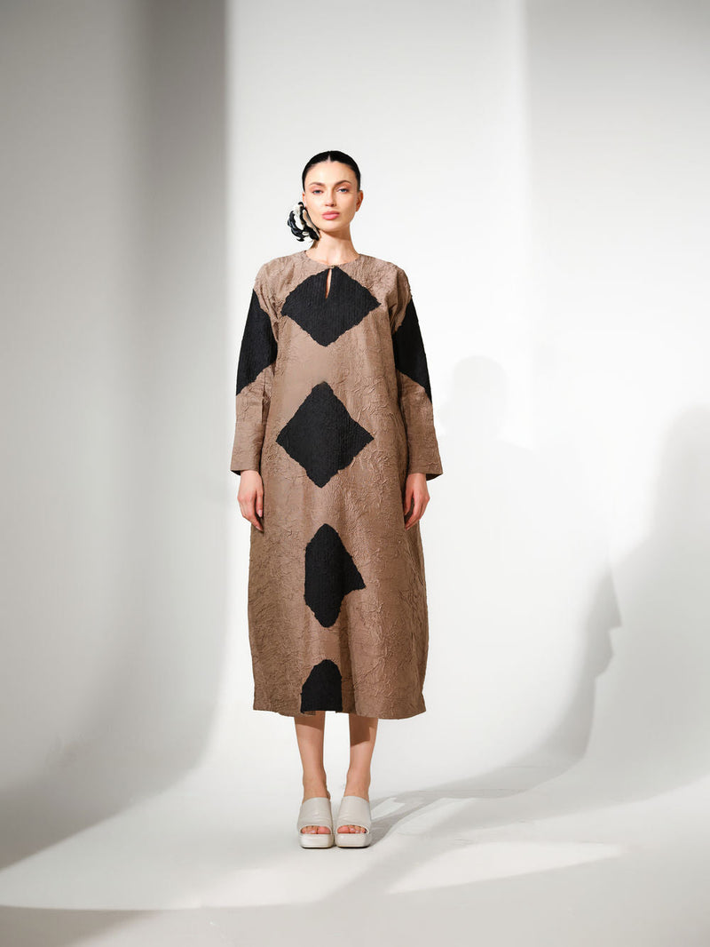 Reign Dress-Grey + Black crushed silk dress by Stoique in grey, black for women in Singapore