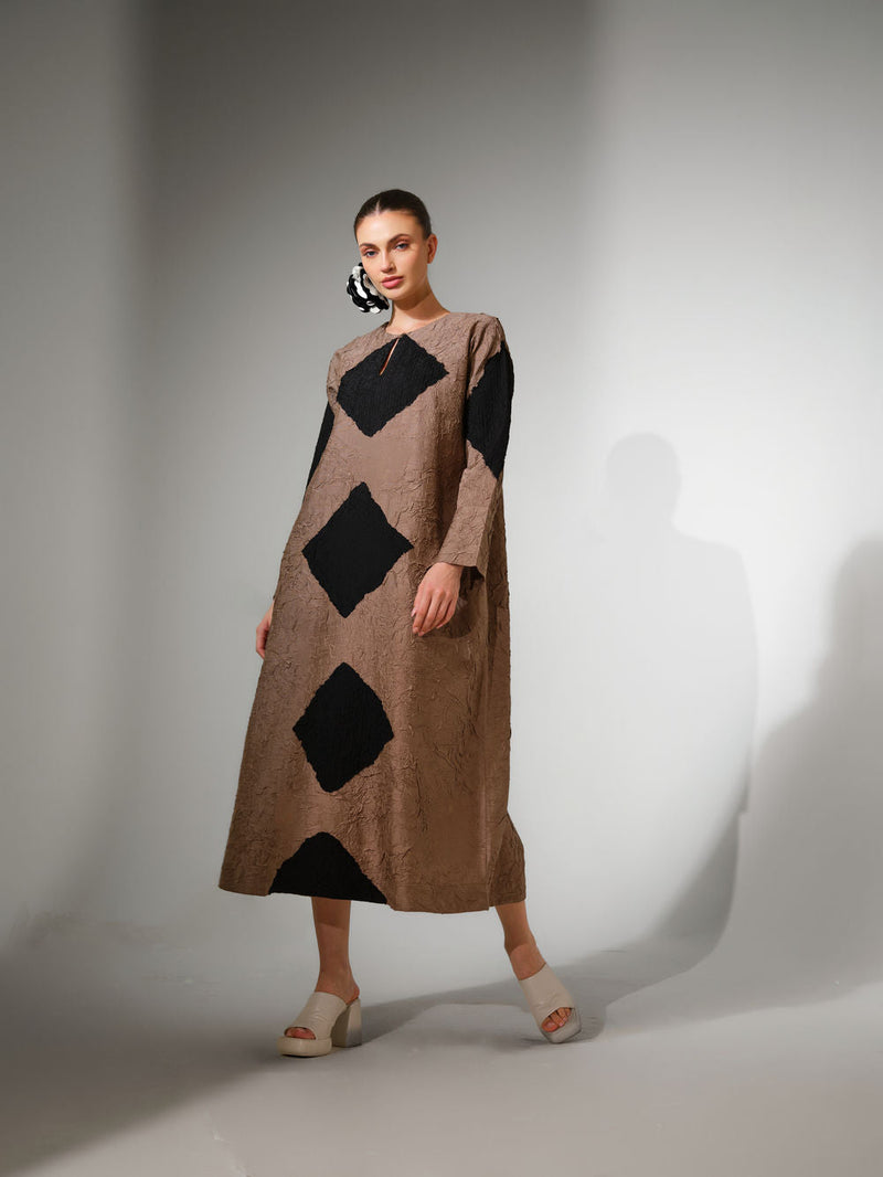 Reign Dress-Grey + Black crushed silk dress by Stoique in grey, black for women in Singapore