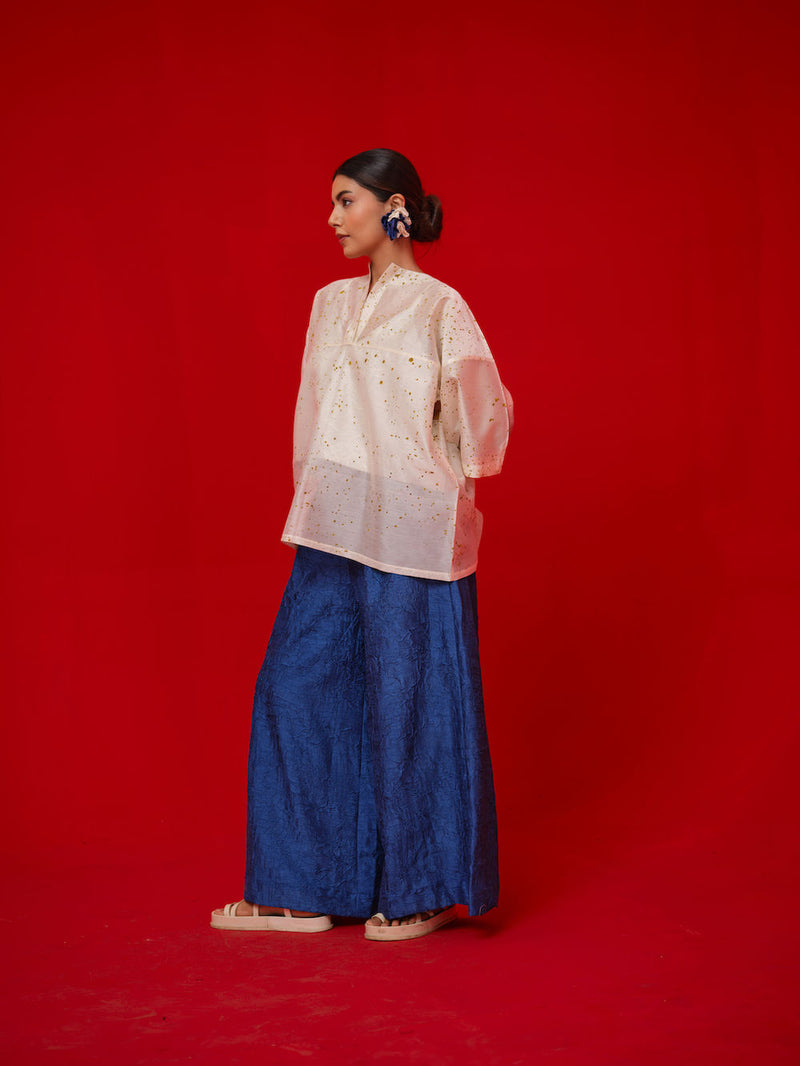 Root Pants-Water Blue crushed silk pant/trouser by Stoique in blue for women in Singapore