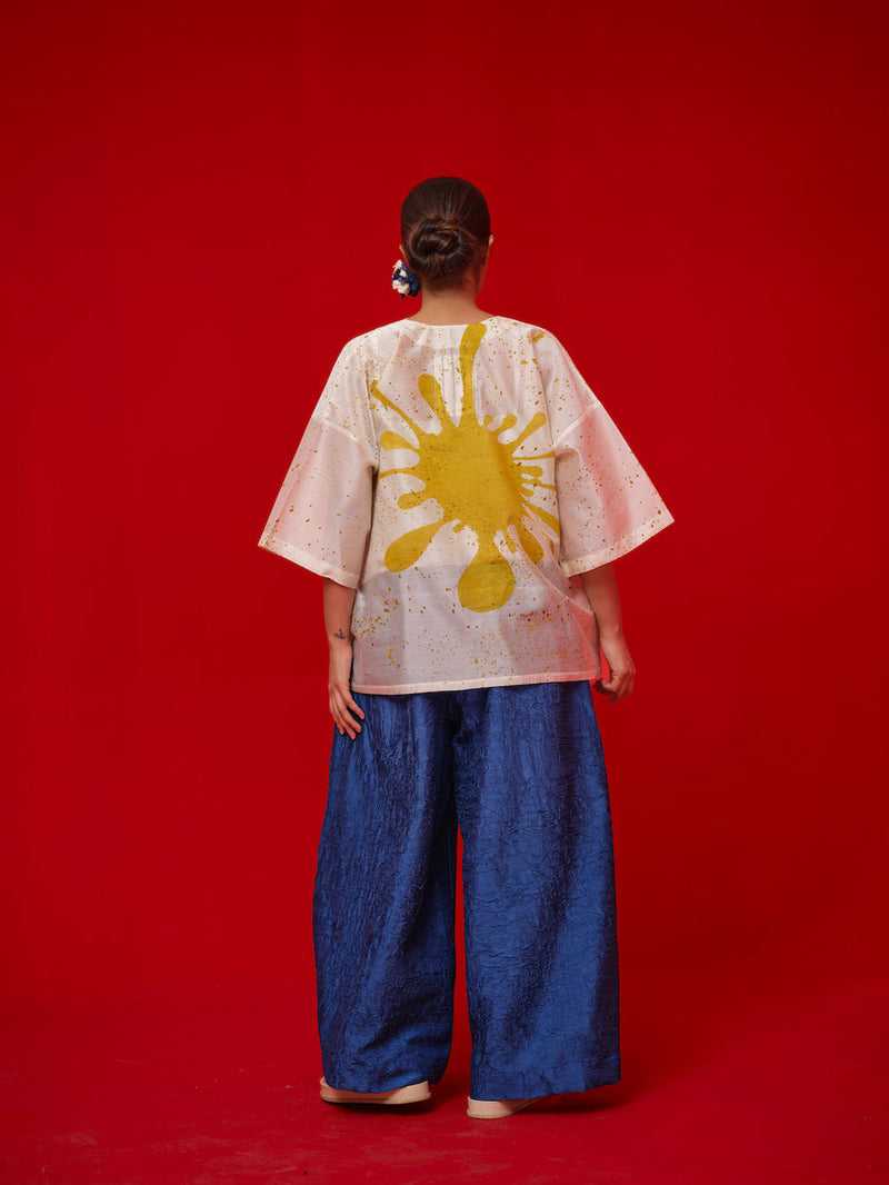 Root Pants-Water Blue crushed silk pant/trouser by Stoique in blue for women in Singapore