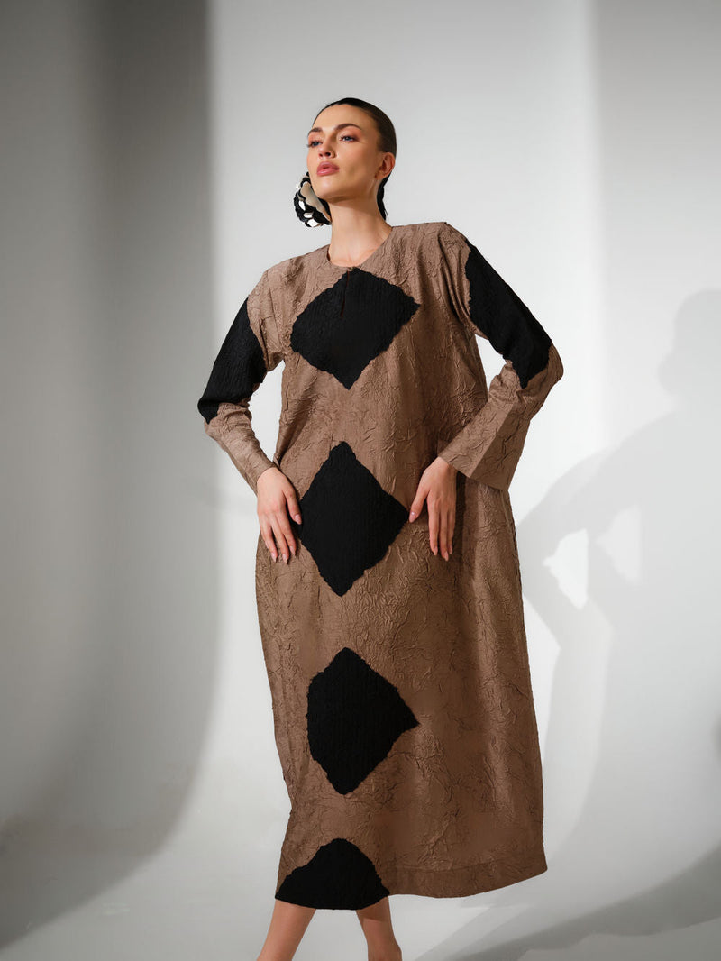 Reign Dress-Grey + Black crushed silk dress by Stoique in grey, black for women in Singapore