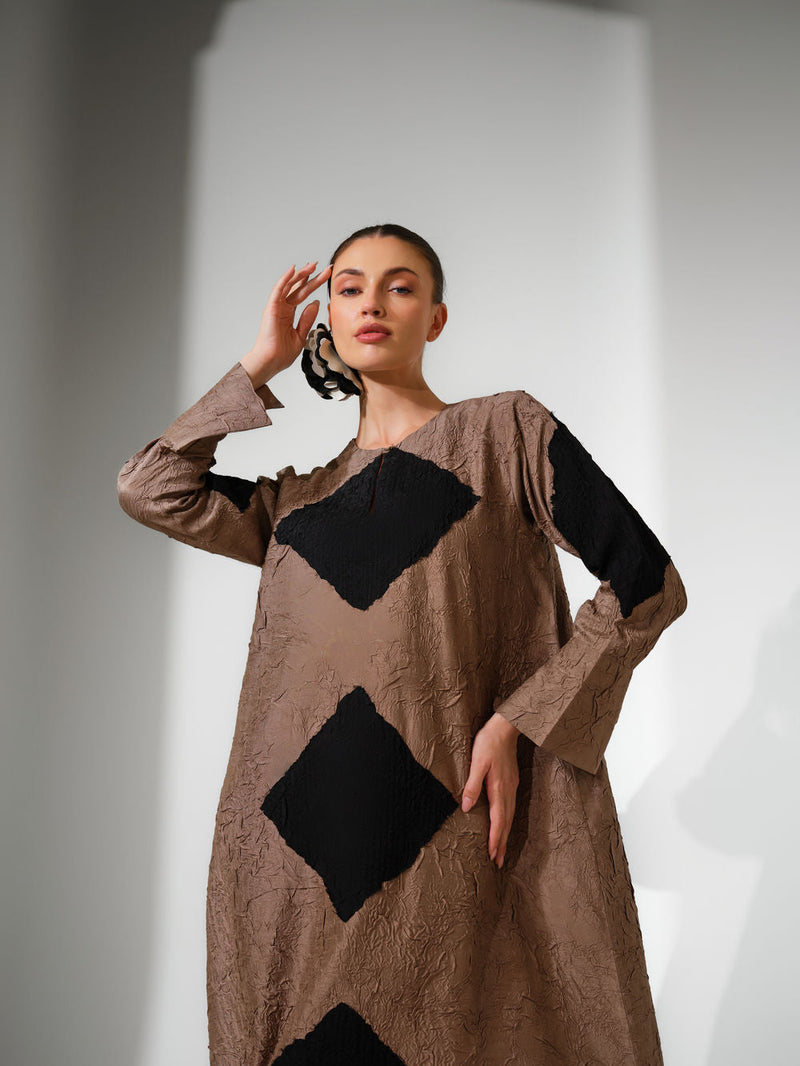 Reign Dress-Grey + Black crushed silk dress by Stoique in grey, black for women in Singapore