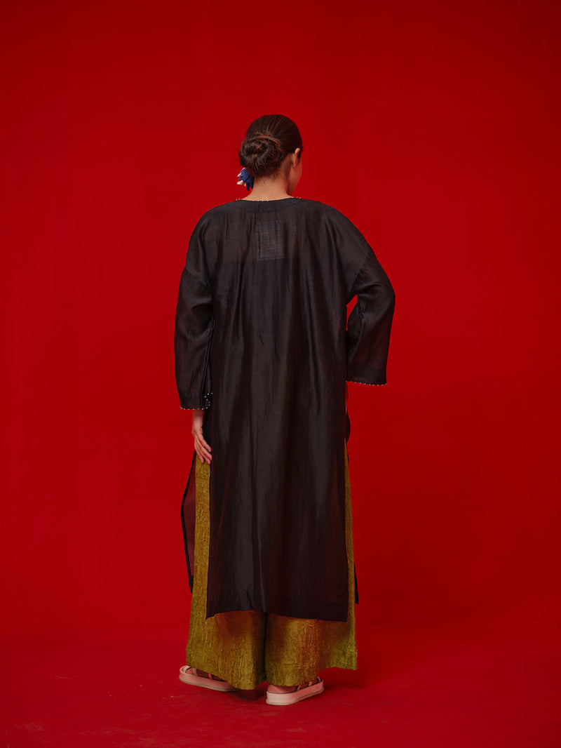 Root Pants-Leaf green crushed silk pant/trouser by Stoique in green for women in Singapore