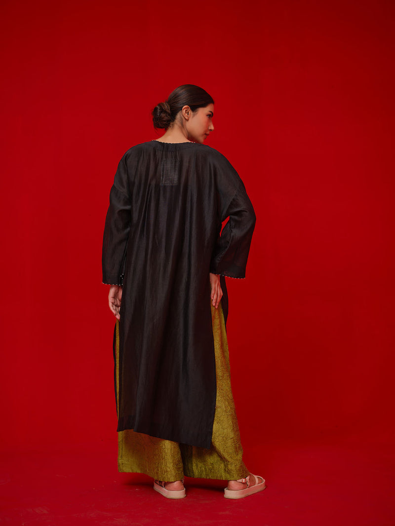 Root Pants-Leaf green crushed silk pant/trouser by Stoique in green for women in Singapore
