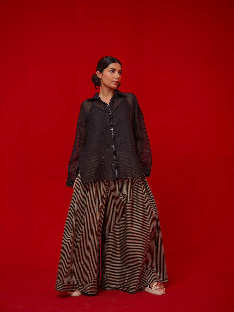 Float Shirt-Black handwoven cotton top/shirt by Stoique in black for women in Singapore