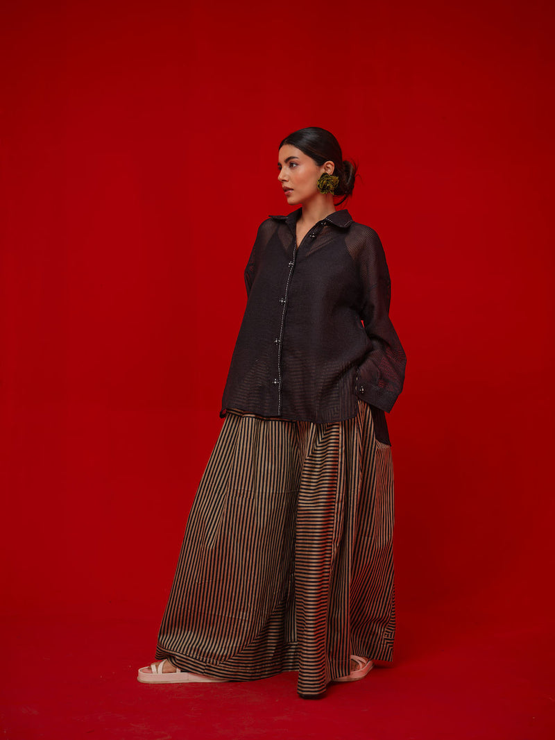 Float Shirt-Black handwoven cotton top/shirt by Stoique in black for women in Singapore