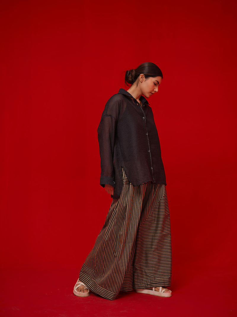 Float Shirt-Black handwoven cotton top/shirt by Stoique in black for women in Singapore