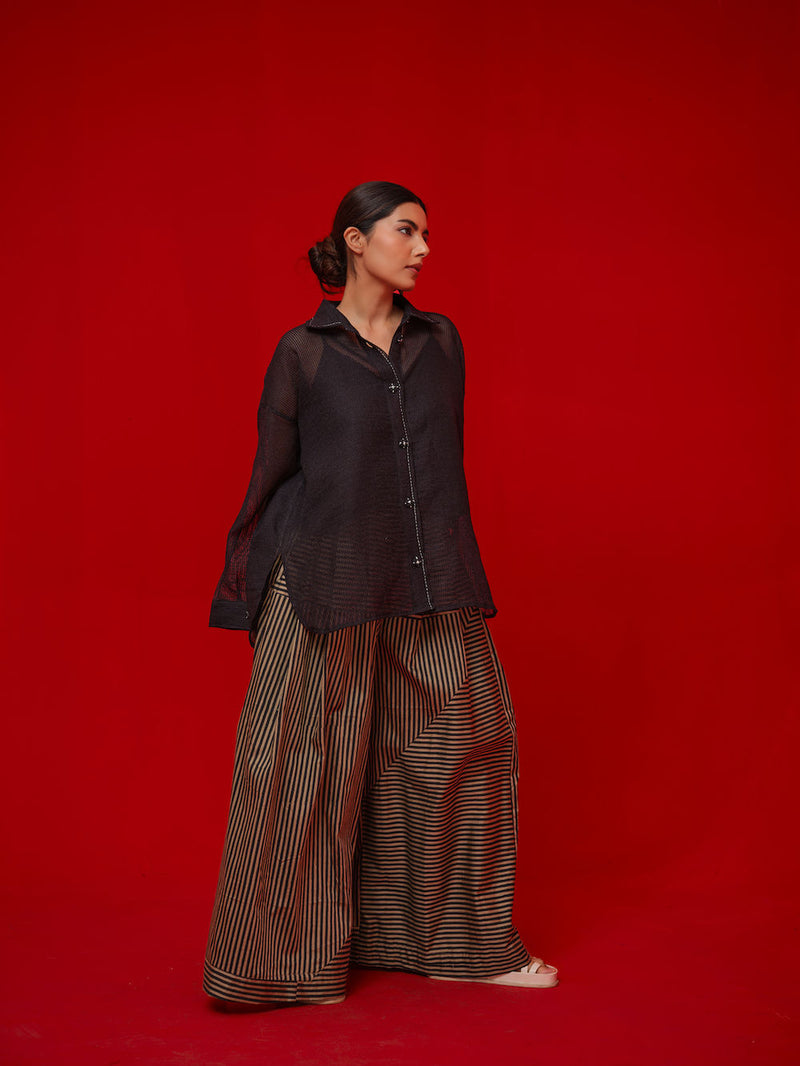 Float Shirt-Black handwoven cotton top/shirt by Stoique in black for women in Singapore