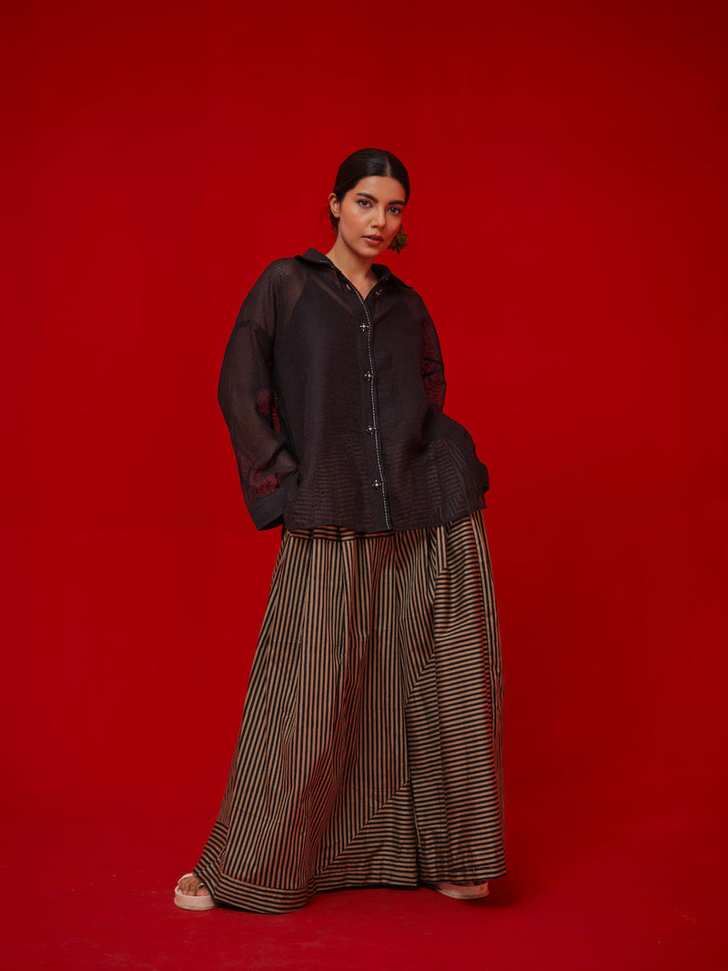 Float Shirt-Black handwoven cotton top/shirt by Stoique in black for women in Singapore