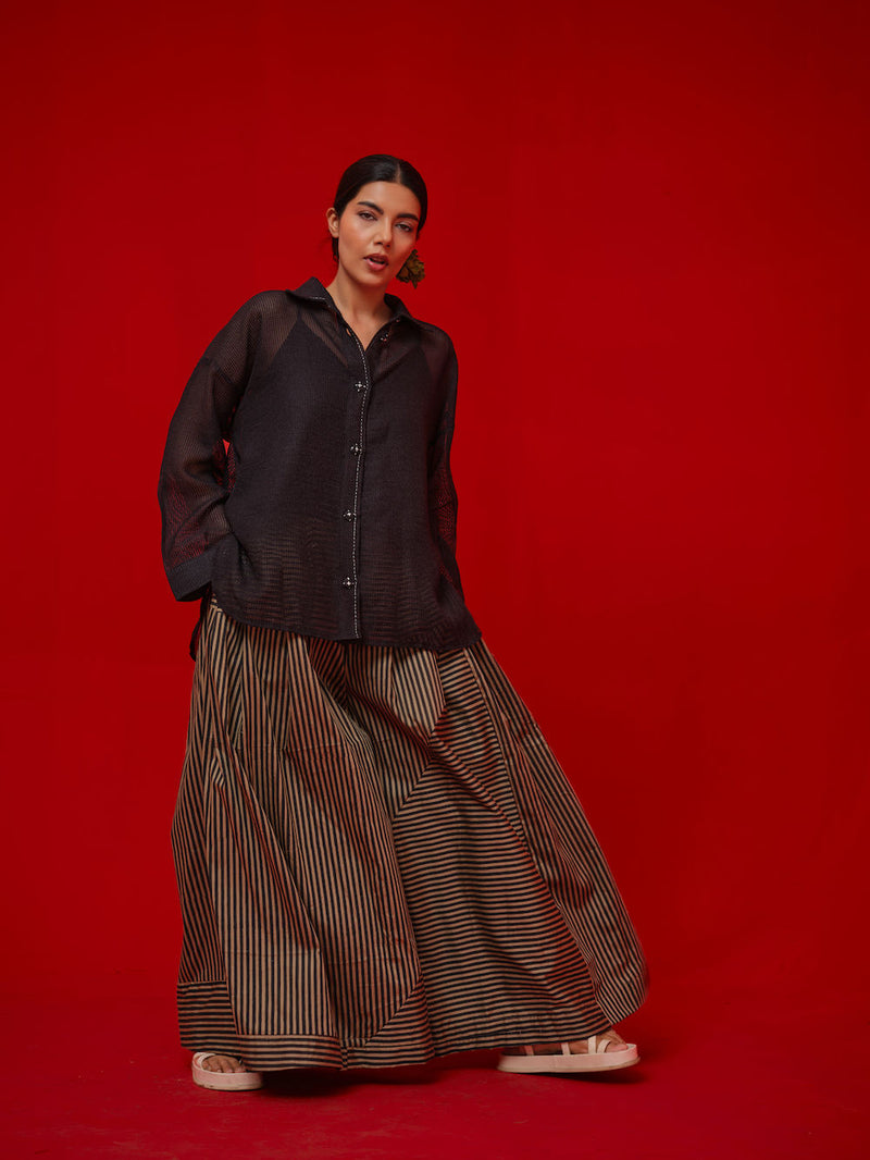 Float Shirt-Black handwoven cotton top/shirt by Stoique in black for women in Singapore