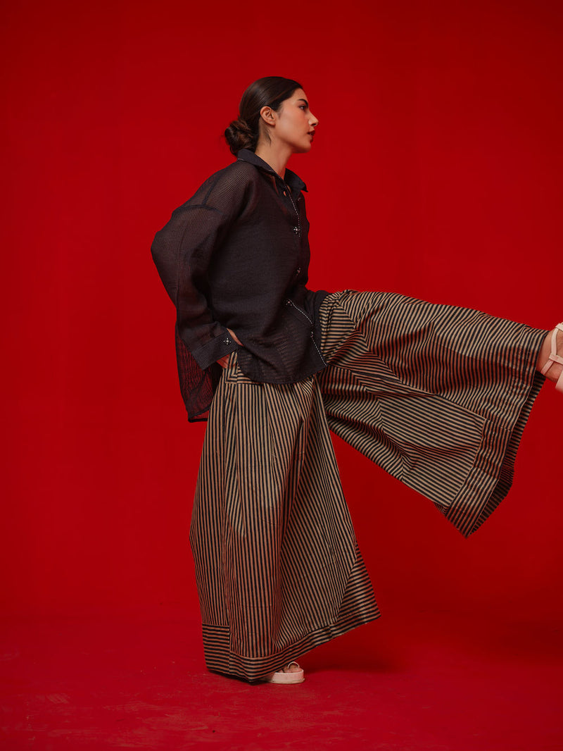 Float Shirt-Black handwoven cotton top/shirt by Stoique in black for women in Singapore