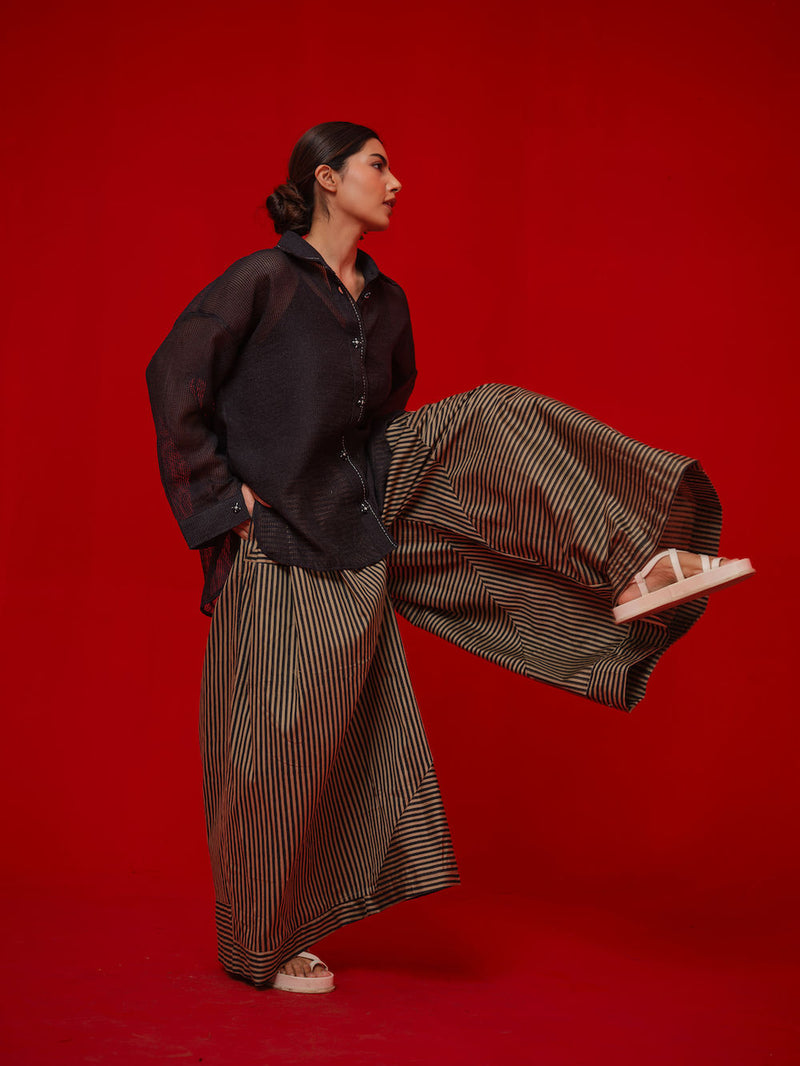 Float Shirt-Black handwoven cotton top/shirt by Stoique in black for women in Singapore