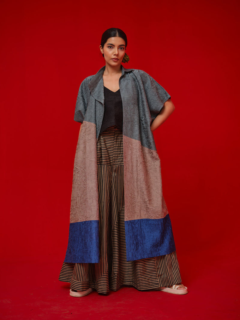 Awaken Tunic-Teal + Grey + Water Blue crushed silk tunics/kaftan by Stoique in teal, grey, blue for women in Singapore