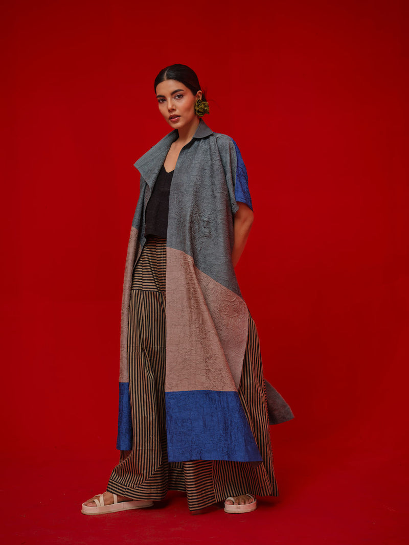 Awaken Tunic-Teal + Grey + Water Blue crushed silk tunics/kaftan by Stoique in teal, grey, blue for women in Singapore