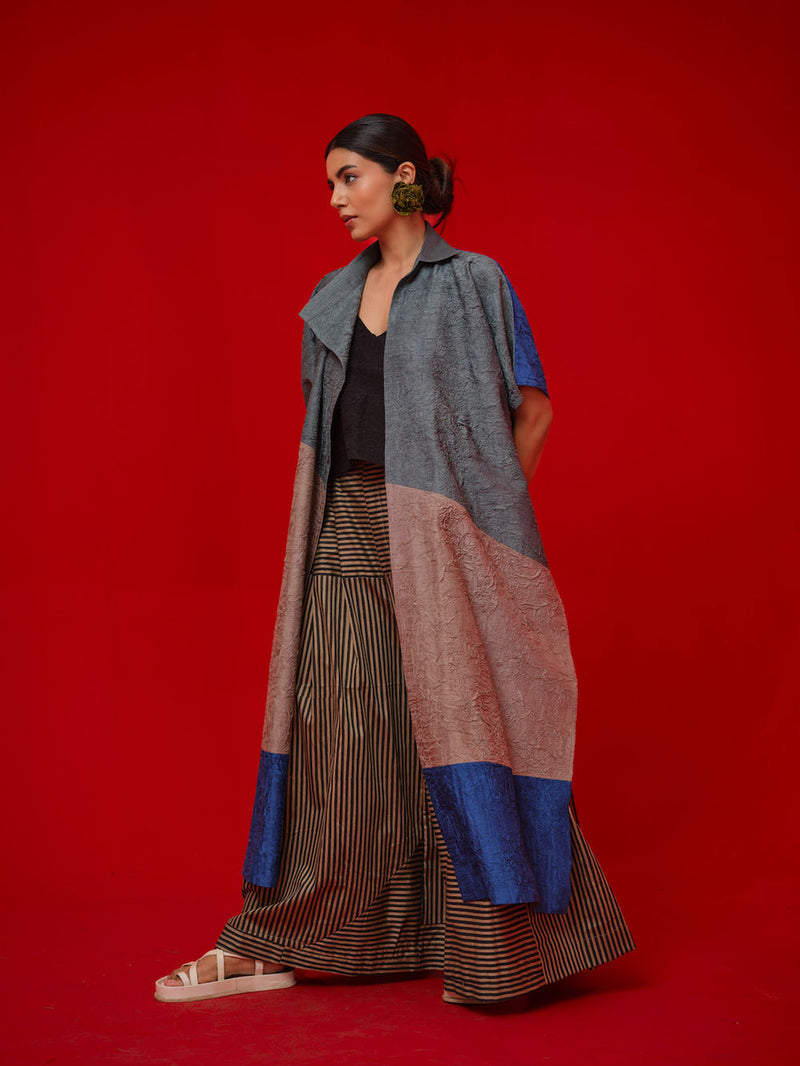 Awaken Tunic-Teal + Grey + Water Blue crushed silk tunics/kaftan by Stoique in teal, grey, blue for women in Singapore