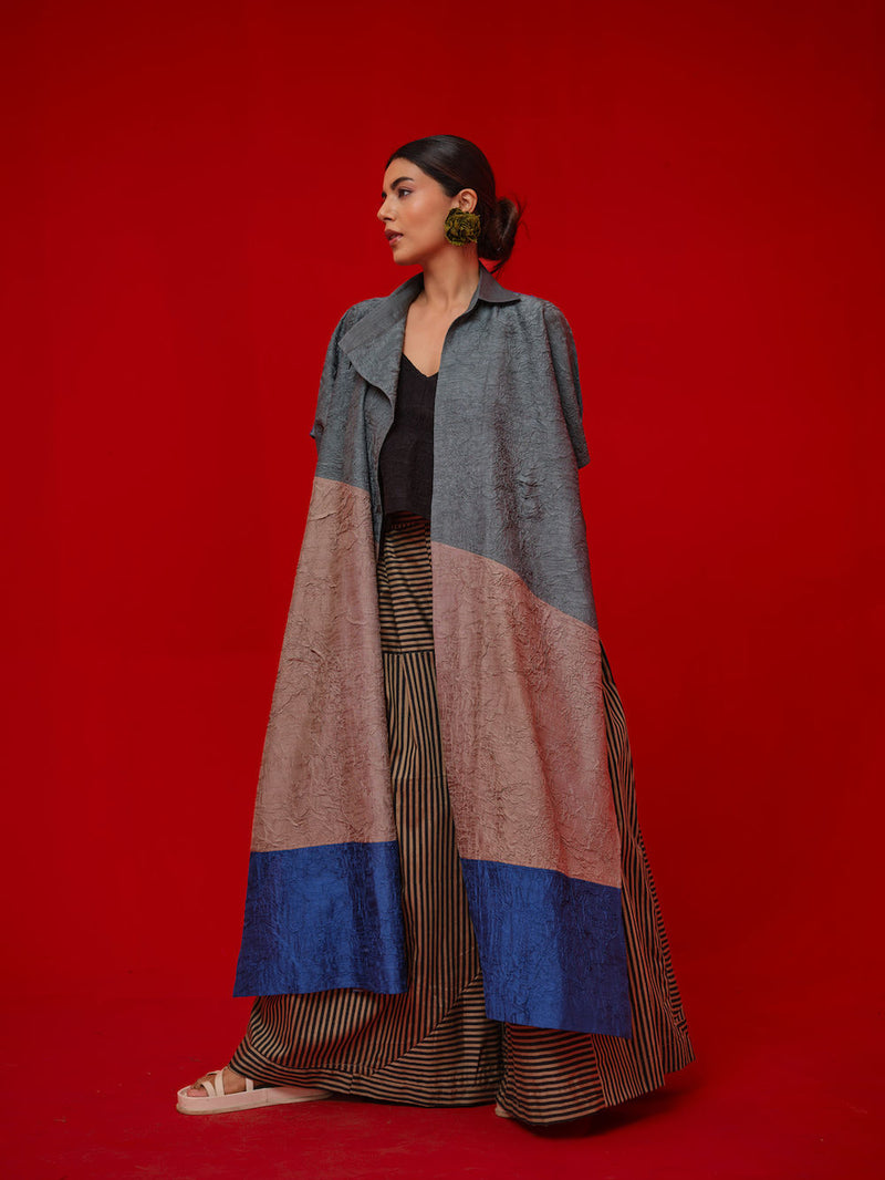 Awaken Tunic-Teal + Grey + Water Blue crushed silk tunics/kaftan by Stoique in teal, grey, blue for women in Singapore