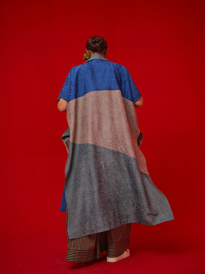 Awaken Tunic-Teal + Grey + Water Blue crushed silk tunics/kaftan by Stoique in teal, grey, blue for women in Singapore