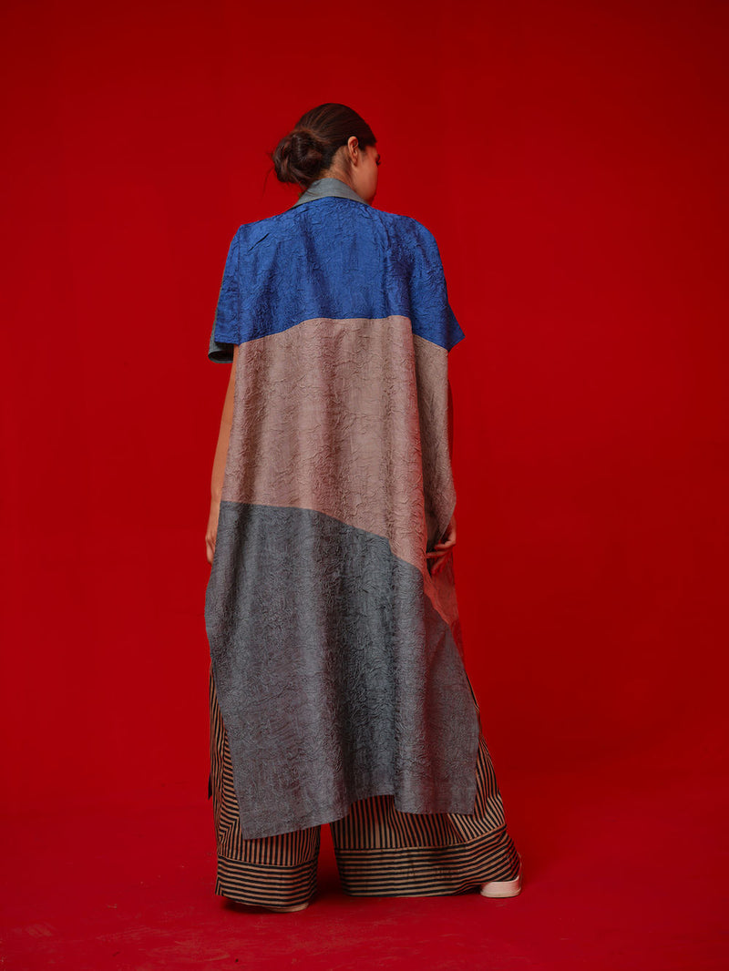 Awaken Tunic-Teal + Grey + Water Blue crushed silk tunics/kaftan by Stoique in teal, grey, blue for women in Singapore