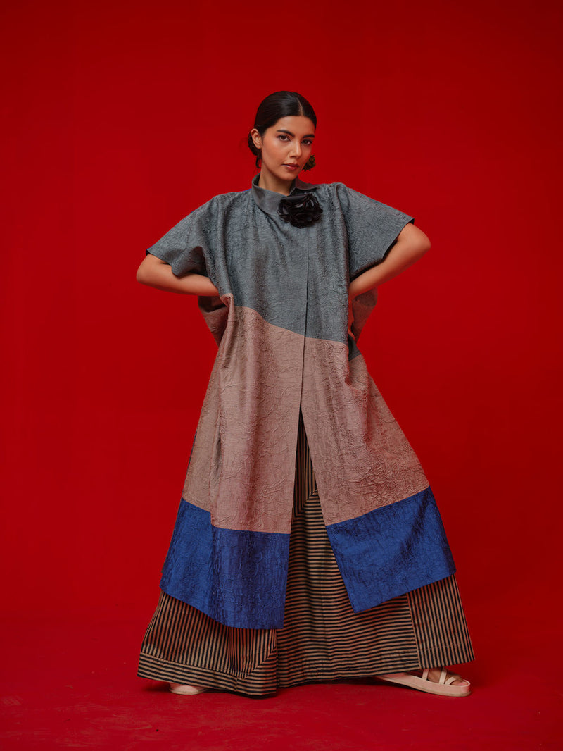 Awaken Tunic-Teal + Grey + Water Blue crushed silk tunics/kaftan by Stoique in teal, grey, blue for women in Singapore