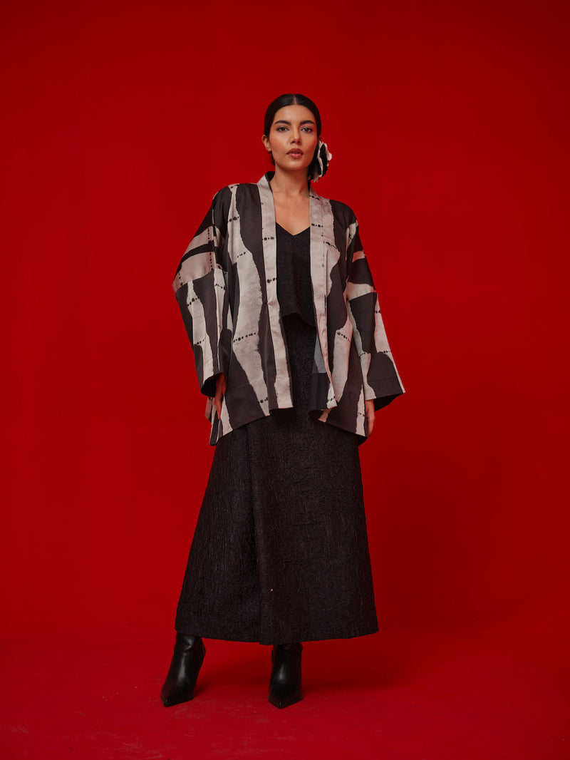 Unfold Skirt-Black crushed silk pant/trouser by Stoique in black for women in Singapore