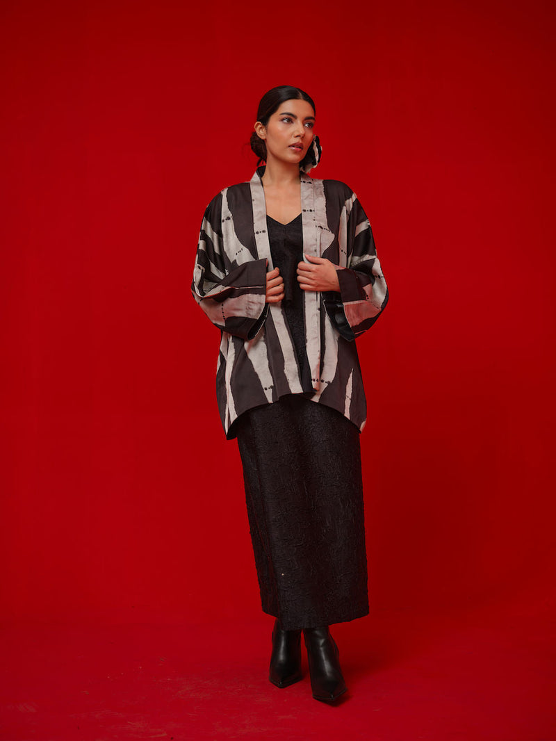 Discover Overlay-Black + Grey satin jacktes and overlays by Stoique in black, grey for women in Singapore