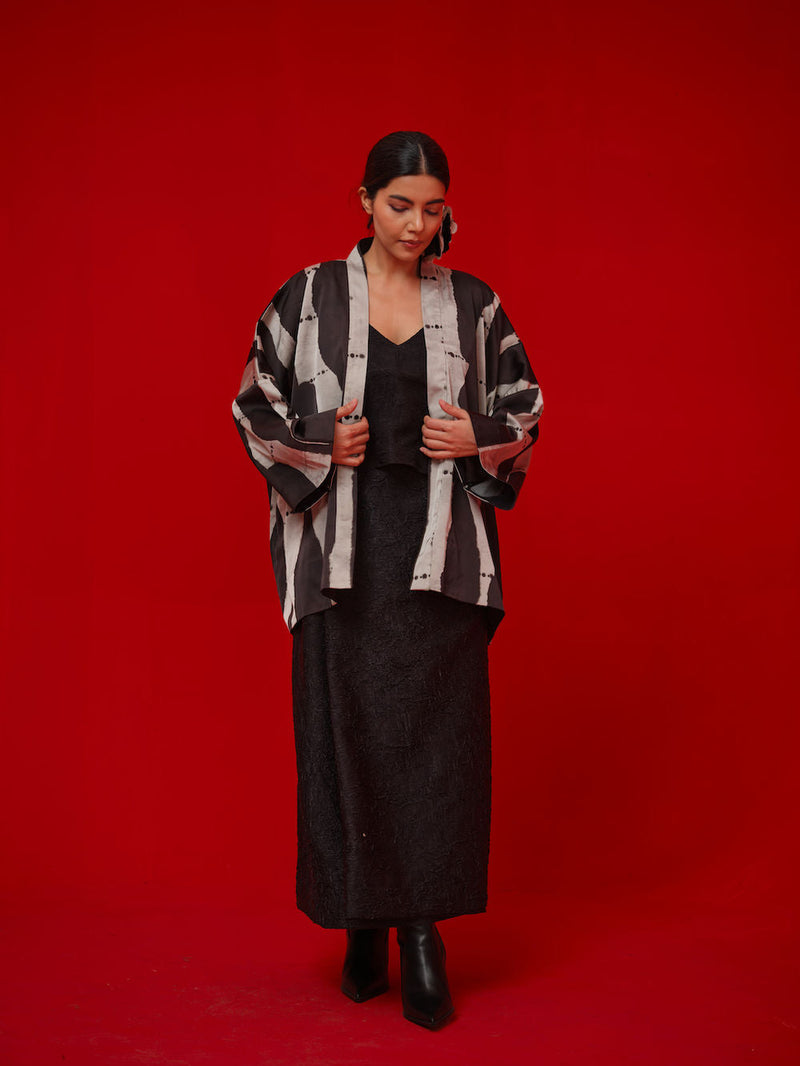 Discover Overlay-Black + Grey satin jacktes and overlays by Stoique in black, grey for women in Singapore