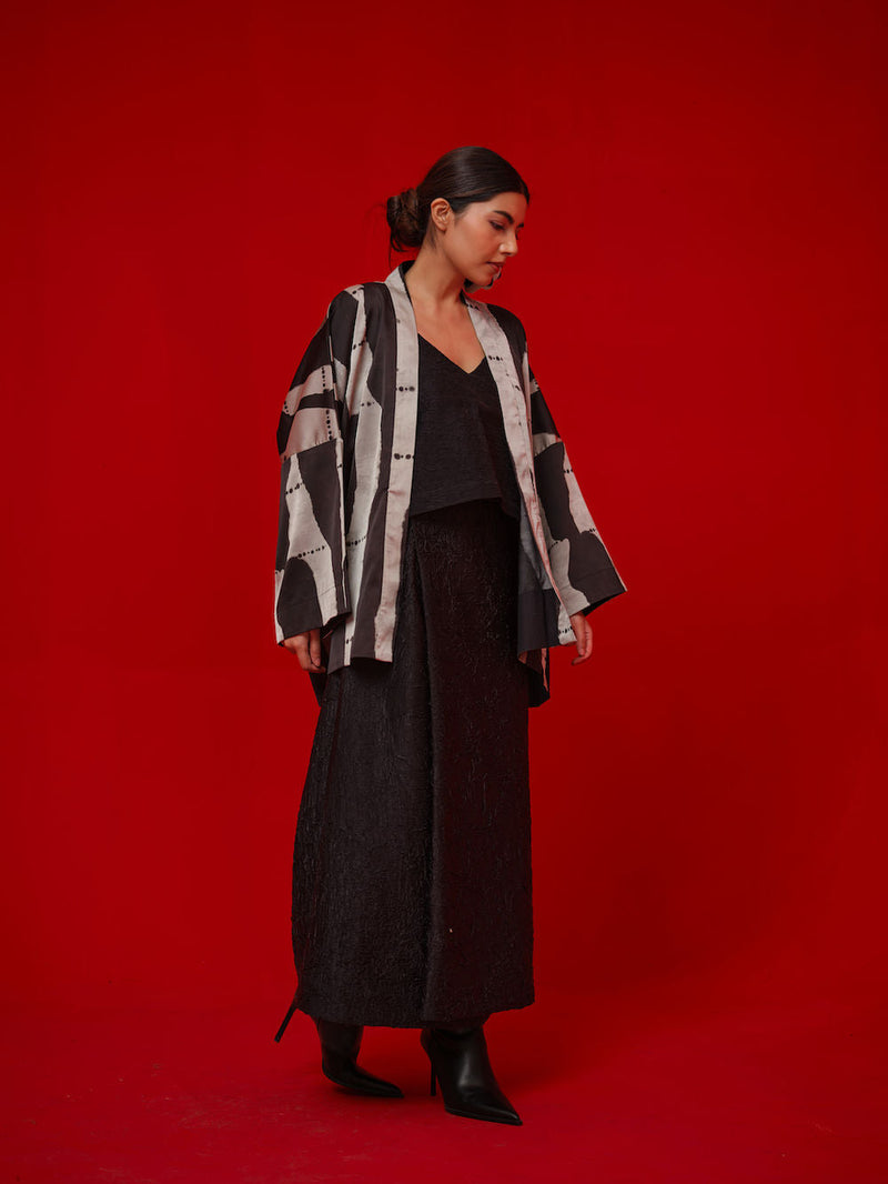 Discover Overlay-Black + Grey satin jacktes and overlays by Stoique in black, grey for women in Singapore