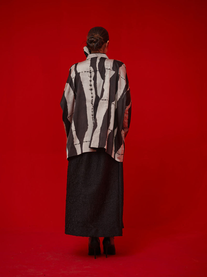 Unfold Skirt-Black crushed silk pant/trouser by Stoique in black for women in Singapore