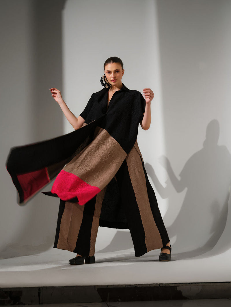 Awaken Tunic-Black + Grey + Pink crushed silk tunics/kaftan by Stoique in black, grey, pink for women in Singapore