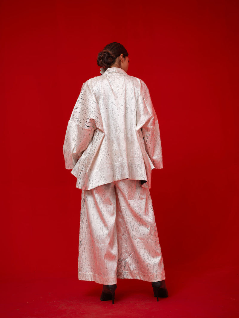 Muse Pants-White + Black crushed silk pant/trouser by Stoique in white, black for women in Singapore