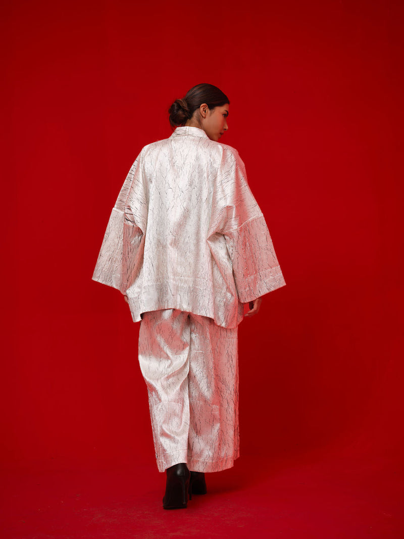 Muse Pants-White + Black crushed silk pant/trouser by Stoique in white, black for women in Singapore