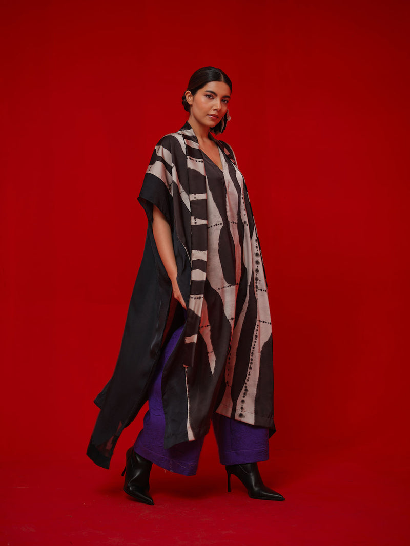 Discover Kaftaan-Black + Grey satin tunics/kaftan by Stoique in black, grey for women in Singapore