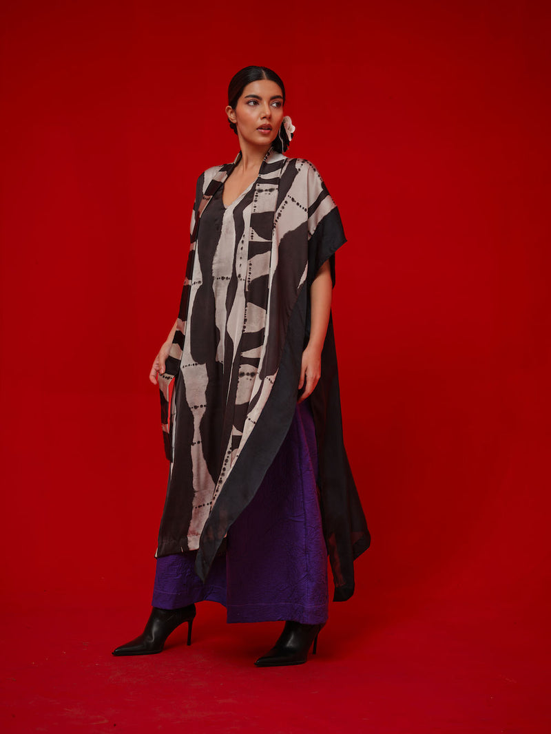 Discover Kaftaan-Black + Grey satin tunics/kaftan by Stoique in black, grey for women in Singapore