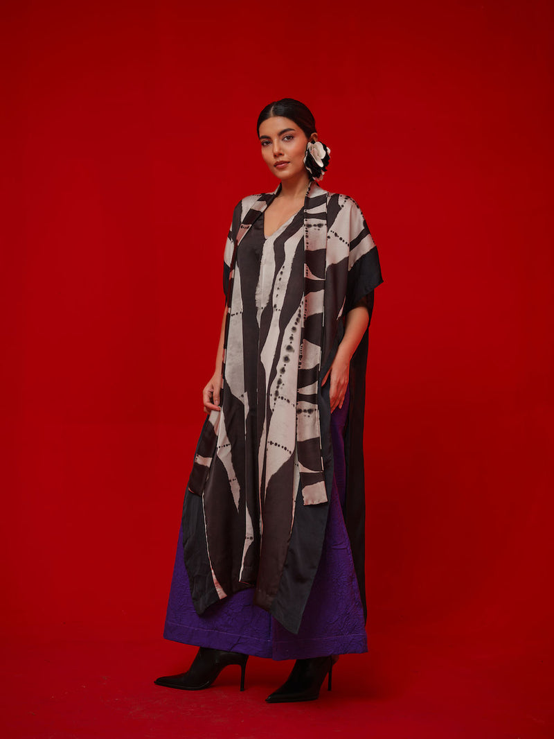 Discover Kaftaan-Black + Grey satin tunics/kaftan by Stoique in black, grey for women in Singapore