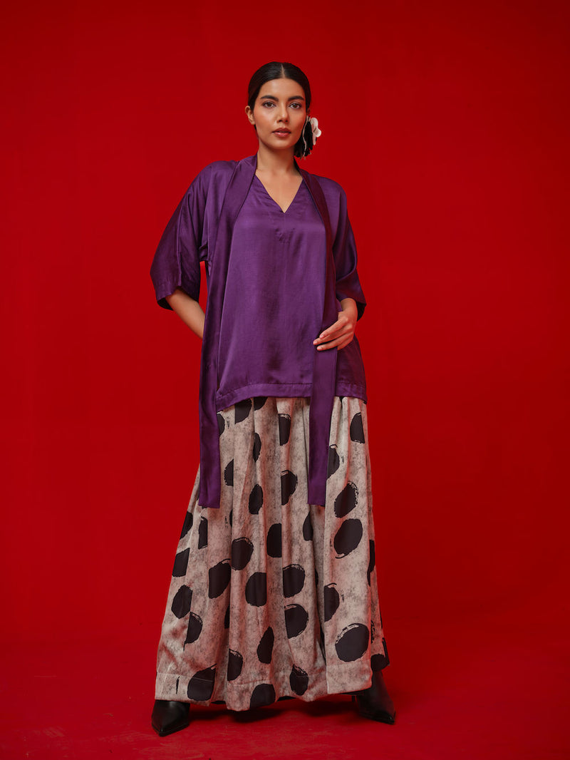 Discover Top-Aubergine satin top/shirt by Stoique in purple for women in Singapore