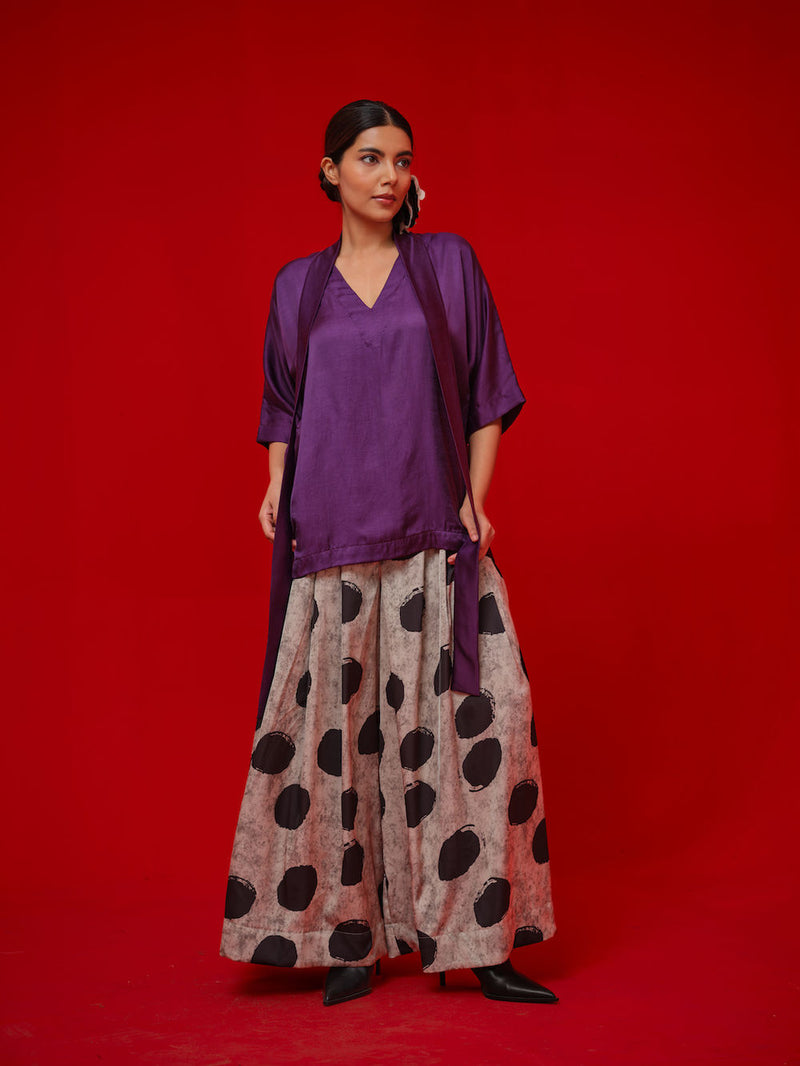 Discover Top-Aubergine satin top/shirt by Stoique in purple for women in Singapore