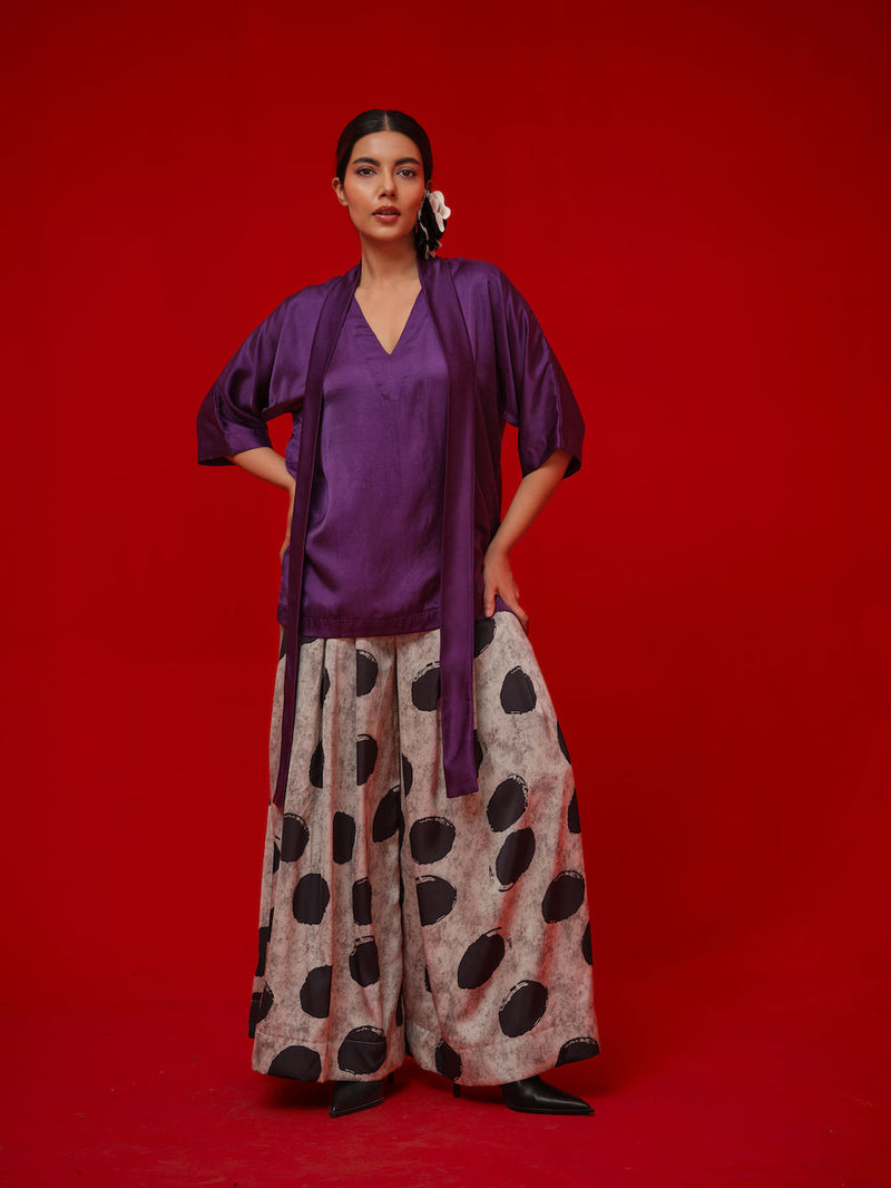 Discover Top-Aubergine satin top/shirt by Stoique in purple for women in Singapore