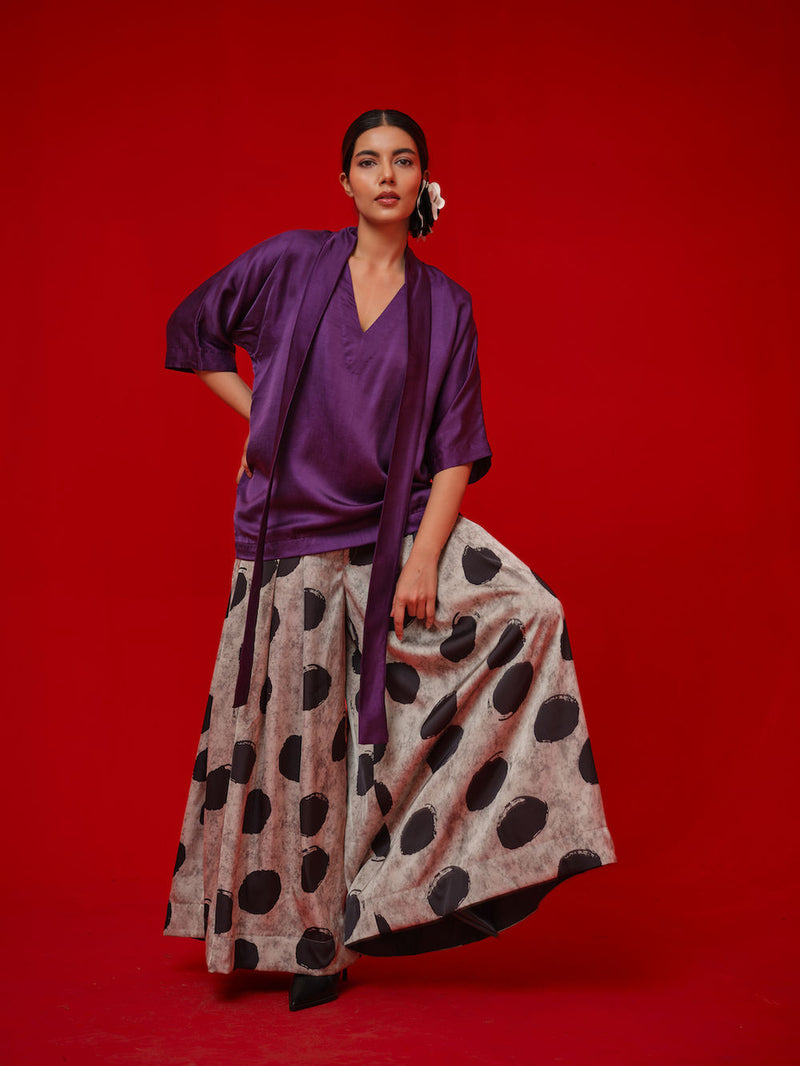 Discover Top-Aubergine satin top/shirt by Stoique in purple for women in Singapore
